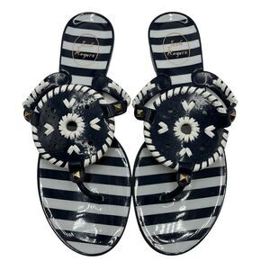 Jack Rogers Striped Georgica Jelly Sandals Midnight/White Size 8